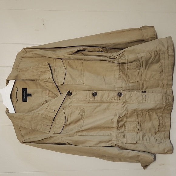 Talbots Tan Utility Jacket Lightweight Cotton Blend - Picture 3 of 8